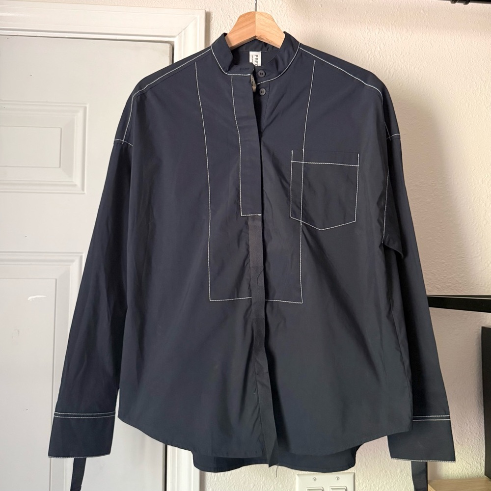PRFCT NMBR navy black long sleeve button up shirt‎
